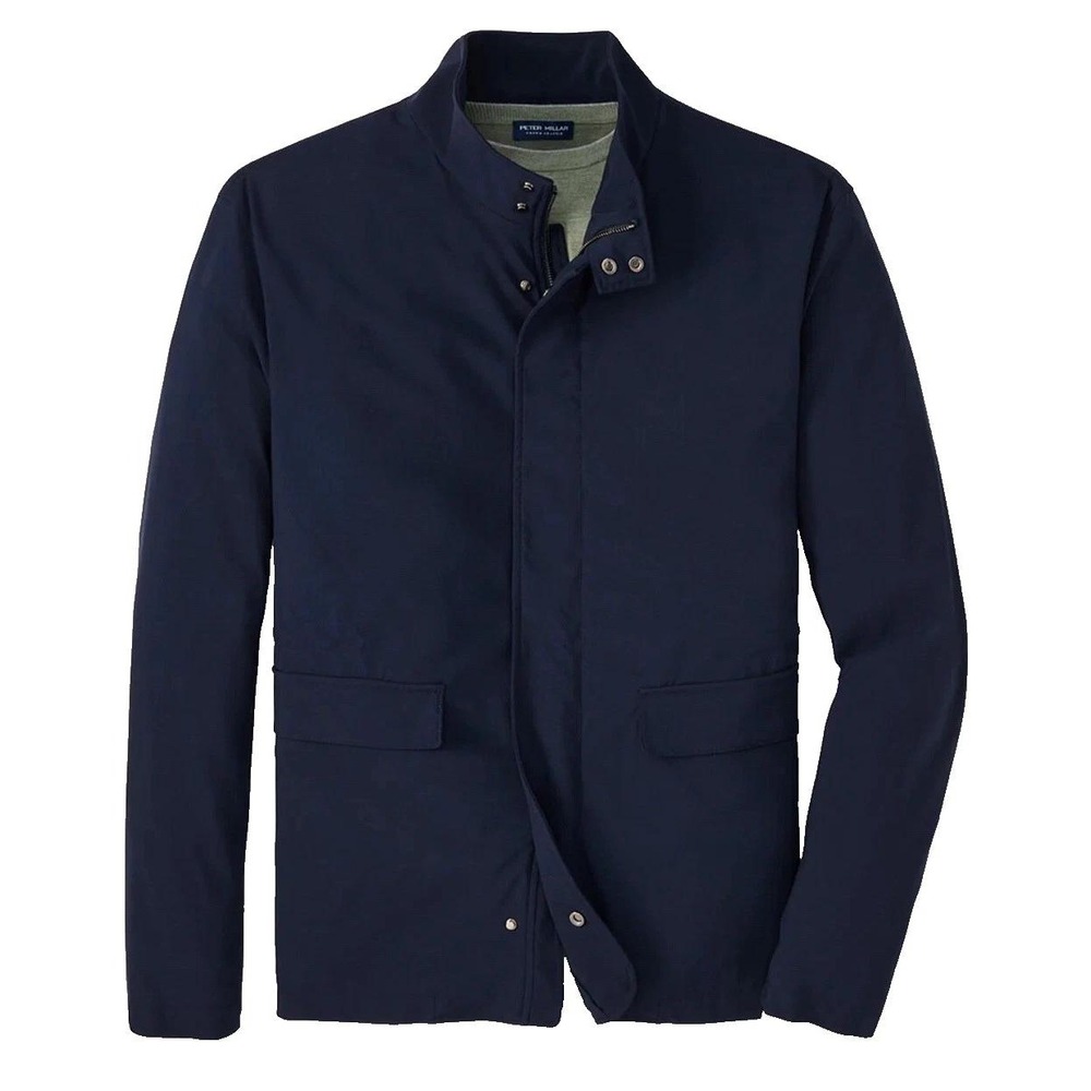 Peter Millar Mens Navy Excursionist Flex City Coat Jacket L Wool Blend $1100